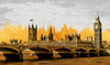 Golden View of Big Ben Wallpaper, Westminster Bridge Mural, Oversized Custom Size Wall Art, Non-Woven, Non-Adhesive, Modern Wall Paper, Removable