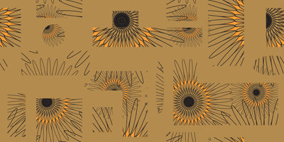 Abstract Sunflower Elements Wallpaper, Seamless Pattern Mural, Oversized Custom Size Wall Art, Non-Woven, Non-Adhesive, Modern Wall Paper, Removable