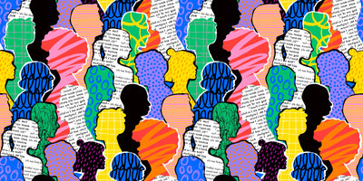 Colorful Diversed People Crowd Wallpaper, Seamless Pattern Mural, Oversized Custom Size Wall Art, Non-Woven, Non-Adhesive, Modern Wall Paper, Removable
