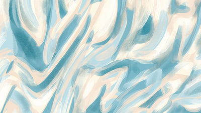 Abstract Teal, Beige Wallpaper, Paint Strokes Mural, Oversized Custom Size Wall Art, Non-Woven, Non-Adhesive, Modern Wall Paper, Removable