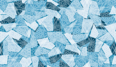 Snowflakes, Ice Colors Wallpaper, Seamless Pattern Mural, Oversized Custom Size Wall Art, Non-Woven, Non-Adhesive, Modern Wall Paper, Removable