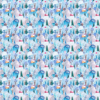 Childish Forest Wallpaper, Winter Seamless Pattern Mural, Oversized Custom Size Wall Art, Non-Woven, Non-Adhesive, Modern Wall Paper, Removable