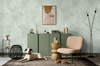 Light Green Floral Wallpaper, Natural Wallpaper, Modern & Minimalist Wall Covering,Modern Look Neutral Colors Glittering Wallcovering