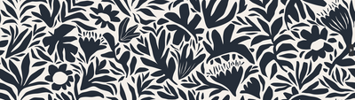 Leaf and Flower Pattern Wallpaper, Minimal Abstract Mural, Oversized Custom Size Wall Art, Non-Woven, Non-Adhesive, Modern Wall Paper, Removable