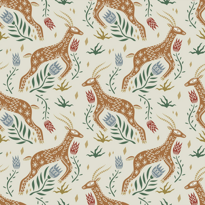 Celestial Folk Antilope Wallpaper, Boho Mural, Oversized Custom Size Wall Art, Non-Woven, Non-Adhesive, Modern Wall Paper, Removable