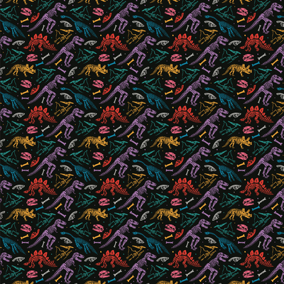 Colorful Dinosaur Skeletons Wallpaper, Seamless Pattern Mural, Oversized Custom Size Wall Art, Non-Woven, Non-Adhesive, Modern Wall Paper, Removable