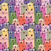 Colorful Cute Kitten Wallpaper, Seamless Pattern Mural, Oversized Custom Size Wall Art, Non-Woven, Non-Adhesive, Modern Wall Paper, Removable