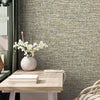 Basket Weave Woven Textile Wallpaper, Green, Blue, Red Realistic 3D Textured Fabric Linen Multi-Color Wallcovering - Walloro High End Wallcoverings & More