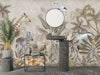 Safari Animals Wallpaper, Watercolor Mural, Oversized Custom Size Wall Art, Non-Woven, Non-Adhesive, Modern Wall Paper, Removable