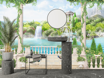 Realistic Waterfall Wallpaper, Architecture Mural, Oversized Custom Size Wall Art, Non-Woven, Non-Adhesive, Modern Wall Paper, Removable