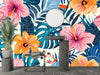 Modern Colorful Tropical Wallpaper, Seamless Pattern Mural, Oversized Custom Size Wall Art, Non-Woven, Non-Adhesive, Modern Wall Paper, Removable