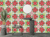 Christmas Poinsettia Wallpaper, Seamless Pattern Mural, Oversized Custom Size Wall Art, Non-Woven, Non-Adhesive, Modern Wall Paper, Removable