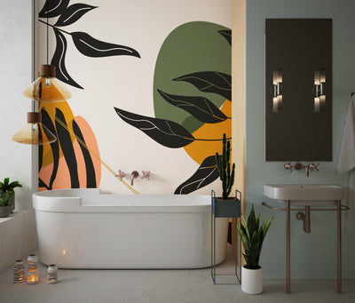 Natural Plants Wallpaper, Aesthetic Mural, Oversized Custom Size Wall Art, Non-Woven, Non-Adhesive, Modern Wall Paper, Removable