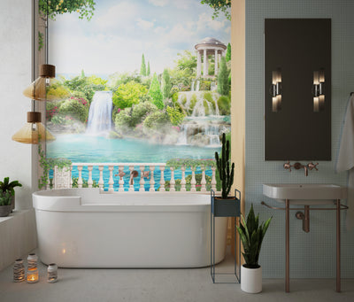 Realistic Waterfall Wallpaper, Architecture Mural, Oversized Custom Size Wall Art, Non-Woven, Non-Adhesive, Modern Wall Paper, Removable