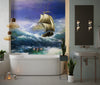 Old Ship On Sea Wallpaper, Oil Painting Mural, Oversized Custom Size Wall Art, Non-Woven, Non-Adhesive, Modern Wall Paper, Removable