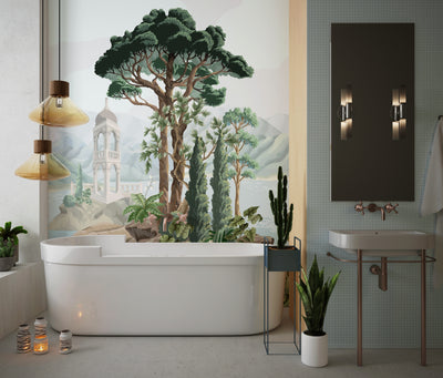 Landscape Wallpaper, Alcove Mural, Oversized Custom Size Wall Art, Non-Woven, Non-Adhesive, Modern Wall Paper, Removable