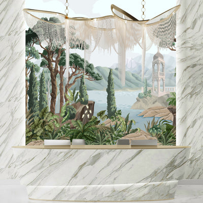 Landscape Wallpaper, Alcove Mural, Oversized Custom Size Wall Art, Non-Woven, Non-Adhesive, Modern Wall Paper, Removable
