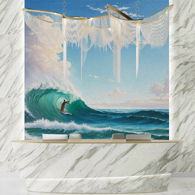 Sea Wave Wallpaper, Oil Painting Mural, Oversized Custom Size Wall Art, Non-Woven, Non-Adhesive, Modern Wall Paper, Removable