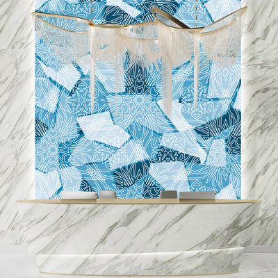 Snowflakes, Ice Colors Wallpaper, Seamless Pattern Mural, Oversized Custom Size Wall Art, Non-Woven, Non-Adhesive, Modern Wall Paper, Removable