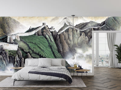 Chinese Wall Wallpaper, Painted Style Mural, Oversized Custom Size Wall Art, Non-Woven, Non-Adhesive, Modern Wall Paper, Removable