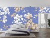 Abstract Floral, Blue Background Wallpaper, Seamless Pattern Mural, Oversized Custom Size Wall Art, Non-Woven, Non-Adhesive, Modern Wall Paper, Removable
