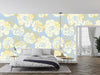 Flowers, Light Blue Wallpaper, Seamless Pattern Mural, Oversized Custom Size Wall Art, Non-Woven, Non-Adhesive, Modern Wall Paper, Removable