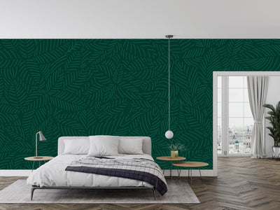 Luxury Nature Wallpaper, Green Floral Mural, Oversized Custom Size Wall Art, Non-Woven, Non-Adhesive, Modern Wall Paper, Removable