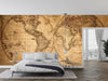 Old Geographical World Map Wallpaper, History Mural, Oversized Custom Size Wall Art, Non-Woven, Non-Adhesive, Modern Wall Paper, Removable