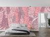 Coral Tropical Leaves Wallpaper, Seamless Pattern Mural, Oversized Custom Size Wall Art, Non-Woven, Non-Adhesive, Modern Wall Paper, Removable