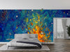 Flames of a Bonfire Wallpaper, Oil Painting Mural, Oversized Custom Size Wall Art, Non-Woven, Non-Adhesive, Modern Wall Paper, Removable