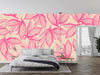 Pink Exotic Flowers Wallpaper, Seamless Pattern Mural, Oversized Custom Size Wall Art, Non-Woven, Non-Adhesive, Modern Wall Paper, Removable
