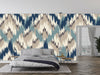 Ikat Wallpaper, Seamless Pattern Mural, Oversized Custom Size Wall Art, Non-Woven, Non-Adhesive, Modern Wall Paper, Removable