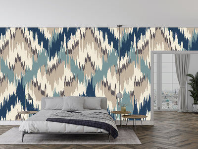 Ikat Wallpaper, Seamless Pattern Mural, Oversized Custom Size Wall Art, Non-Woven, Non-Adhesive, Modern Wall Paper, Removable