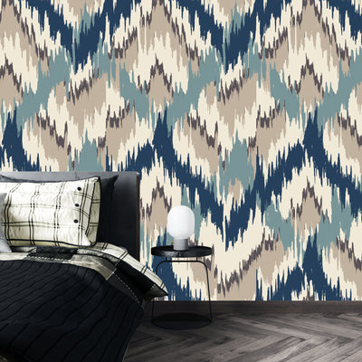 Ikat Wallpaper, Seamless Pattern Mural, Oversized Custom Size Wall Art, Non-Woven, Non-Adhesive, Modern Wall Paper, Removable