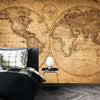 Old Geographical World Map Wallpaper, History Mural, Oversized Custom Size Wall Art, Non-Woven, Non-Adhesive, Modern Wall Paper, Removable
