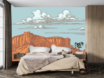 Wild West Wallpaper, Landscape Mural, Oversized Custom Size Wall Art, Non-Woven, Non-Adhesive, Modern Wall Paper, Removable