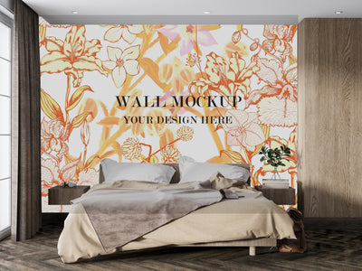 Fantastic Flowers and Butterflies Wallpaper, Seamless Pattern Mural, Oversized Custom Size Wall Art, Non-Woven, Non-Adhesive, Modern Wall Paper, Removable
