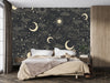 Celestial Pattern Wallpaper, Black Background Mural, Oversized Custom Size Wall Art, Non-Woven, Non-Adhesive, Modern Wall Paper, Removable