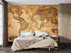 Old Geographical World Map Wallpaper, History Mural, Oversized Custom Size Wall Art, Non-Woven, Non-Adhesive, Modern Wall Paper, Removable