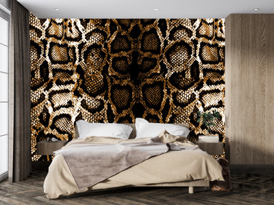 Dark Snake Skin Wallpaper, Seamless Pattern Mural, Oversized Custom Size Wall Art, Non-Woven, Non-Adhesive, Modern Wall Paper, Removable