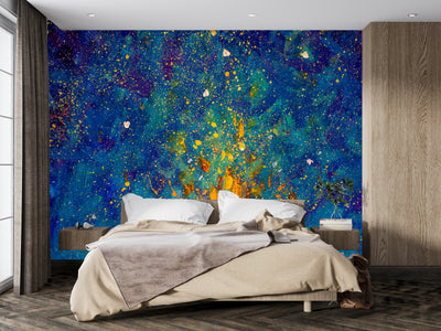 Flames of a Bonfire Wallpaper, Oil Painting Mural, Oversized Custom Size Wall Art, Non-Woven, Non-Adhesive, Modern Wall Paper, Removable