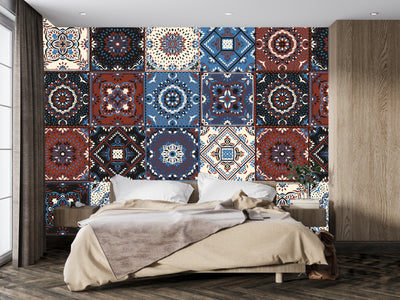 Talavera Ethnic Wallpaper, Seamless Pattern Mural, Oversized Custom Size Wall Art, Non-Woven, Non-Adhesive, Modern Wall Paper, Removable