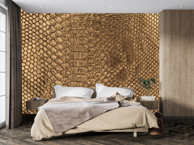 Snake Skin Texture Wallpaper, Golden Mural, Oversized Custom Size Wall Art, Non-Woven, Non-Adhesive, Modern Wall Paper, Removable