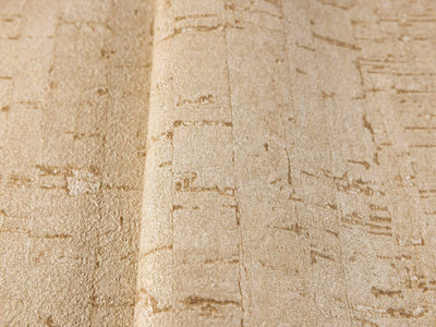 Beige Cork Textured Wallpaper, Wood Tree Bark Grain Design Stylish Realistic Wallcovering - Walloro High End Wallcoverings & More