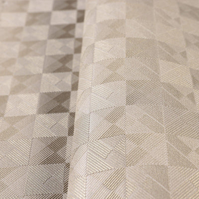 Beige Solid Color Square Pattern Wallpaper, 3D Embossed Glossy Sleek Checkered Geometric Wall Paper - Walloro High End Wallcoverings & More