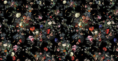 Black Large Peony Floral Wall Mural, Floral Flowers Wallpaper, Oversized Elegant Custom Size Wall Art, Non-Woven, Non-Pasted, Removable - Walloro High End Wallcoverings & More