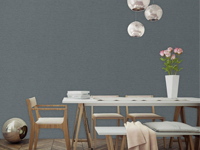 Blue Jute Basket Weave Textured Wallpaper, Solid Color Modern Plain Wallcovering - Walloro High End Wallcoverings & More