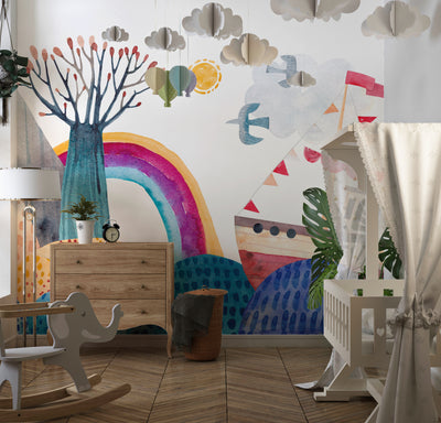 Sea Landscape Wallpaper, Seamless Pattern Mural, Oversized Custom Size Wall Art, Non-Woven, Non-Adhesive, Modern Wall Paper, Removable