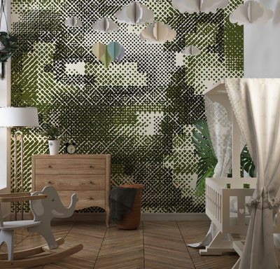 Grunge Halftone Wallpaper, Seamless Pattern Mural, Oversized Custom Size Wall Art, Non-Woven, Non-Adhesive, Modern Wall Paper, Removable