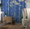 Blue and White Stripes Wallpaper, Seamless Pattern Mural, Oversized Custom Size Wall Art, Non-Woven, Non-Adhesive, Modern Wall Paper, Removable